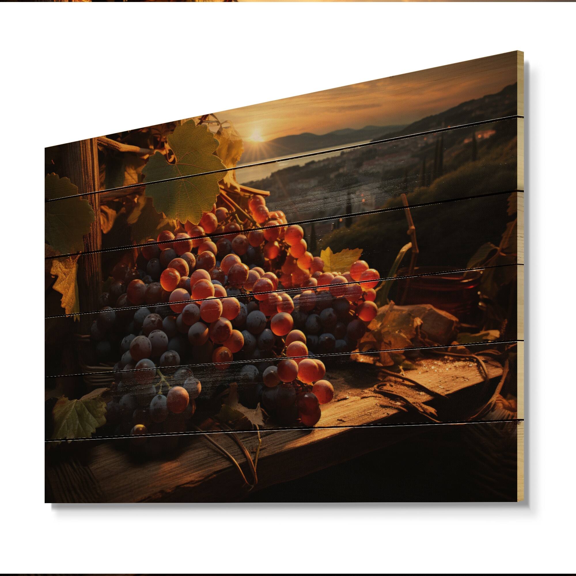 Designart "Vineyard Grapes Harvest Moon Cellars" Farmhouse Print on